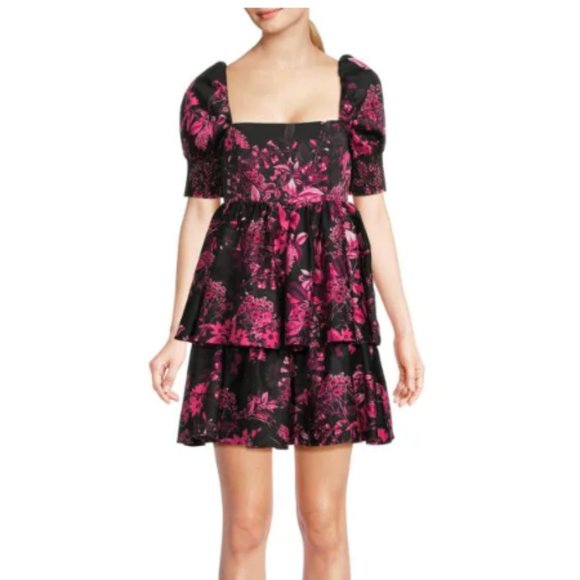 Alice + Olivia Emmalou Stretch Cotton Tiered Minidress NEW - Picture 1 of 3